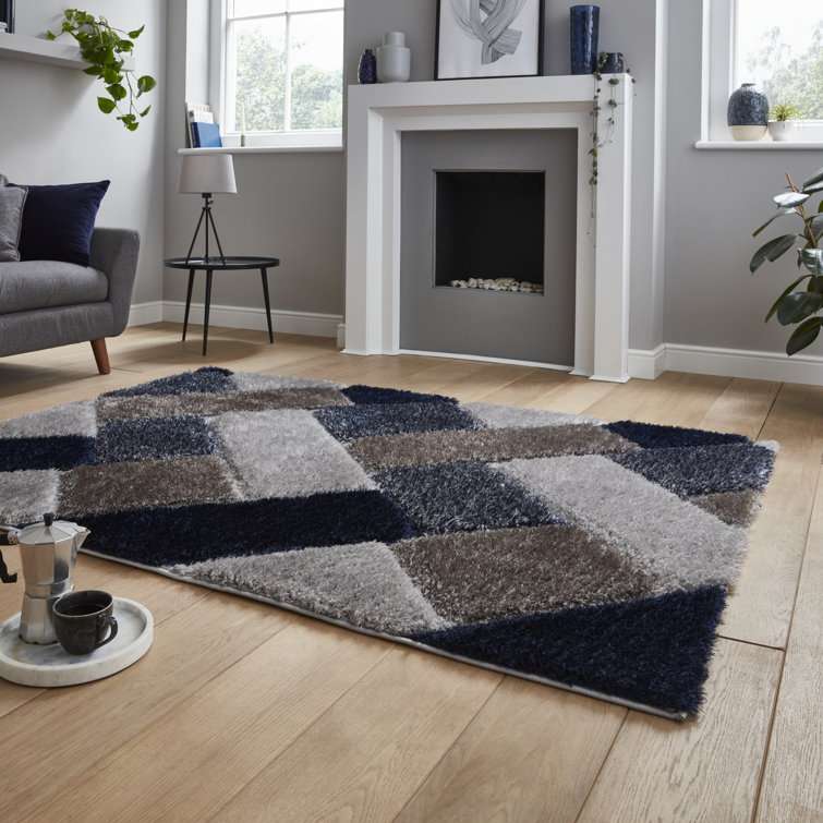 Ivy Bronx Autra Machine Woven Grey/Blue/Brown Rug Wayfair.co.uk